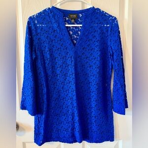 Nicole by Nicole Miller Royal Blue Lace Blouse